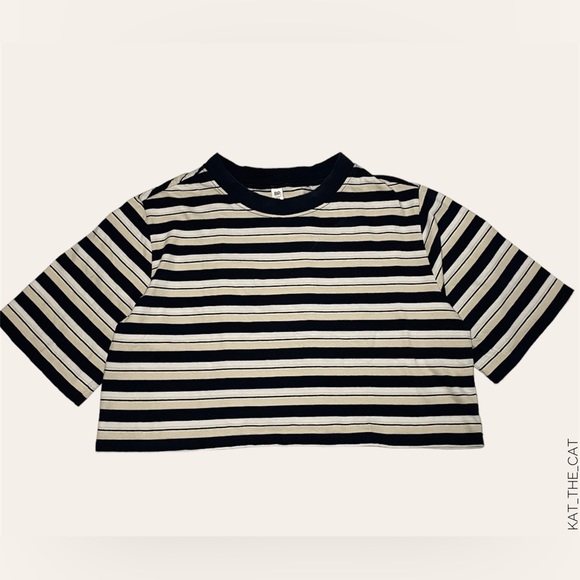 Nordstrom BP Striped Cropped T-Shirt in Small - Picture 3 of 7